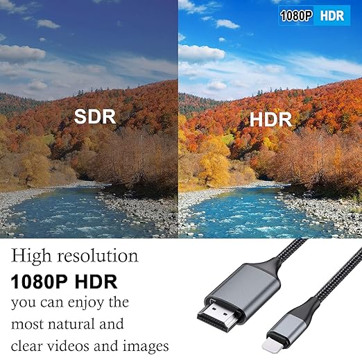 [13.2ft Long Version HDMI Cable for iPhone, Upgraded 1080P HDTV HDMI Cable Adapter Connector, Digital AV Video Sync Screen Compatible Converter for iPhone/i-Pad Devices, No Need Power Supply