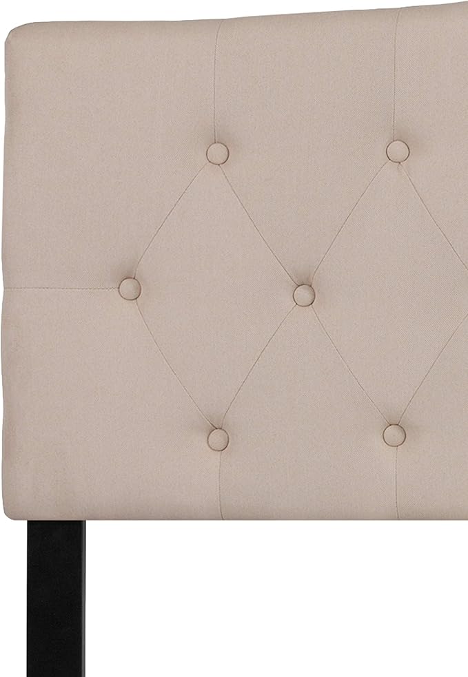 Flash Furniture Cambridge Tufted Upholstered King Size Headboard in Beige Fabric