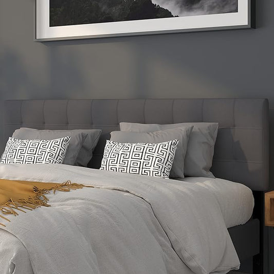 Flash Furniture Bedford Tufted Upholstered King Size Headboard in Dark Gray Fabric
