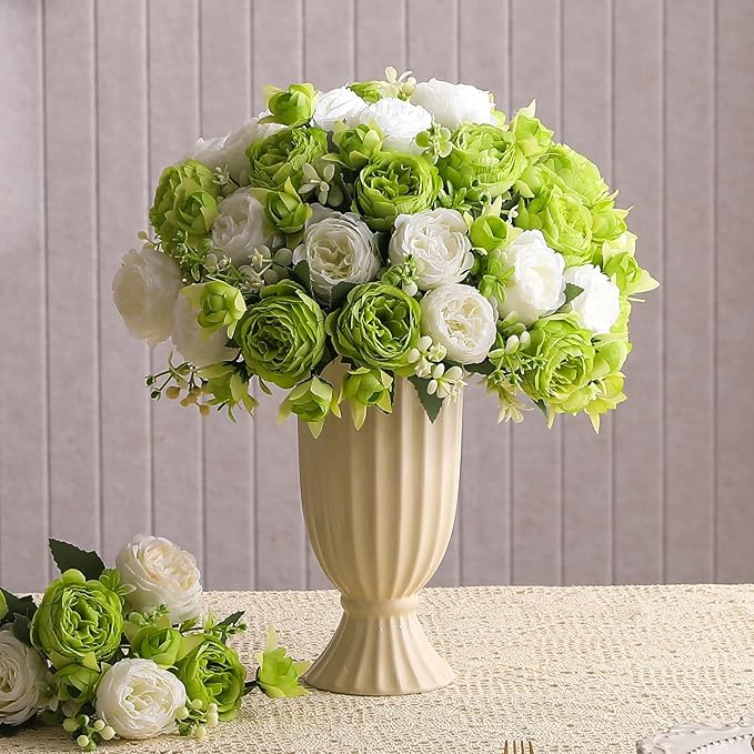 Luyue 8 Packs Peonies Artificial Flowers Faux Peony Bouquet Fake Peonies Flower for Vase Silk Peony Floral Arrangements for Table Centerpiece Wedding Decoration Indoor Home Decor