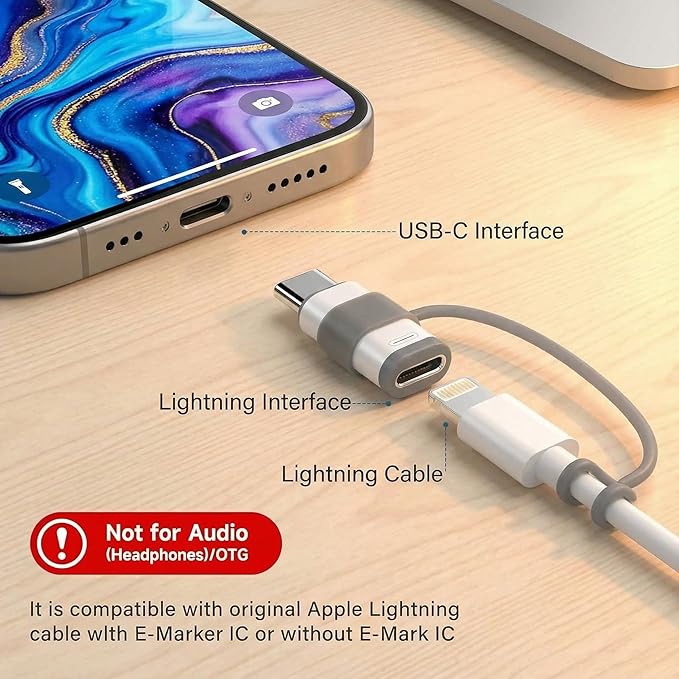 5 Pack Lightning to USB C Adapter for iPhone 15/16/17 Pro, Fast Charging & Data Sync for iPhone 17/16 Accessories, USB C Charger Cable, Not for Audio/OTG