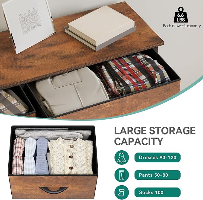 YITAHOME 8 Drawers Fabric Dresser, Furniture Storage Tower Cabinet, Organizer for Bedroom, Living Room, Hallway, Closet, Sturdy Steel Frame, Wooden Top, Easy-to-Pull Fabric Bins