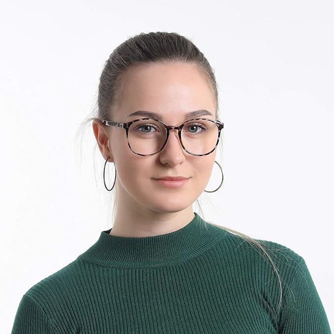 LifeArt Round Blue Light Blocking Glasses, Computer Glasses, Gaming Glasses, TV Glasses for Women Men (Leopard, 1.25 Magnification)