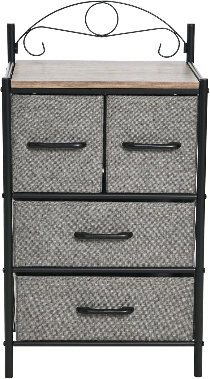 Household Essentials Victorian Style 4-Drawer Storage Organizer Unit, Black and Grey