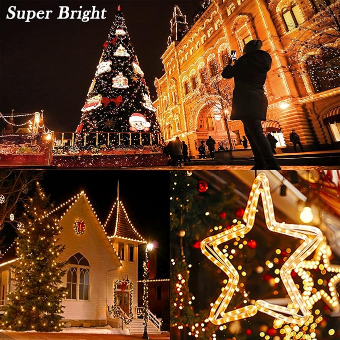 LED Rope Lights Outdoor Waterproof, 131.2ft Rope Lighting Warm White Light Strip, 110V LED Strip Lights Indoor, Connectable String Tape Light for Backyards, Patio, Decorative Lighting