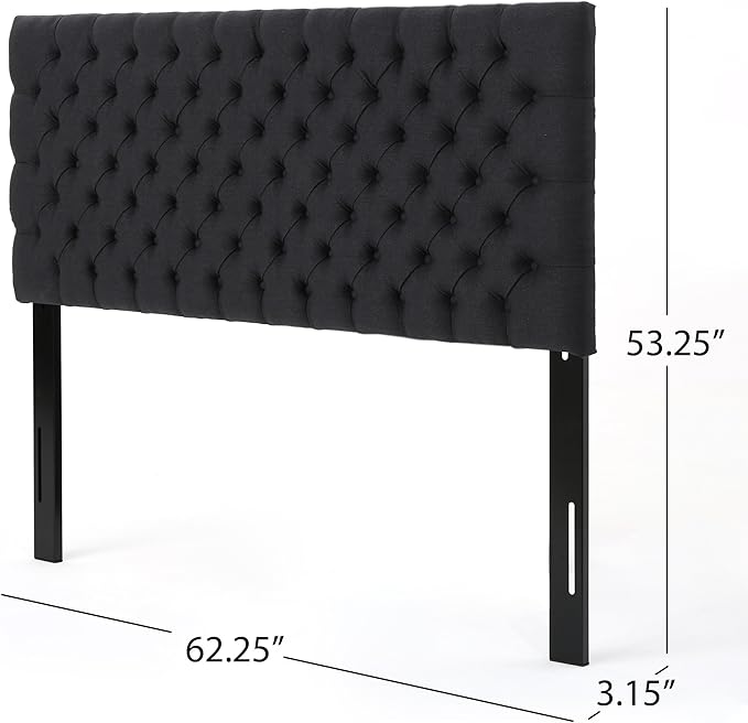 Christopher Knight Home Jezebel Fabric Headboard, Queen / Full, Dark Charcoal / Black Steel