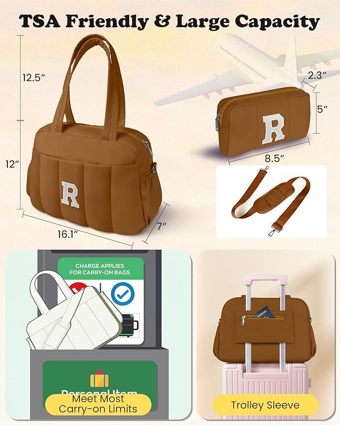 Duffle Bag with Letter, Carry On Bags for Women，Overnight Bag with Wet Pocket，Lightweight Travel Bags Personalized Gym Tote with Makeup Pouch-Daughter Birthday Gift
