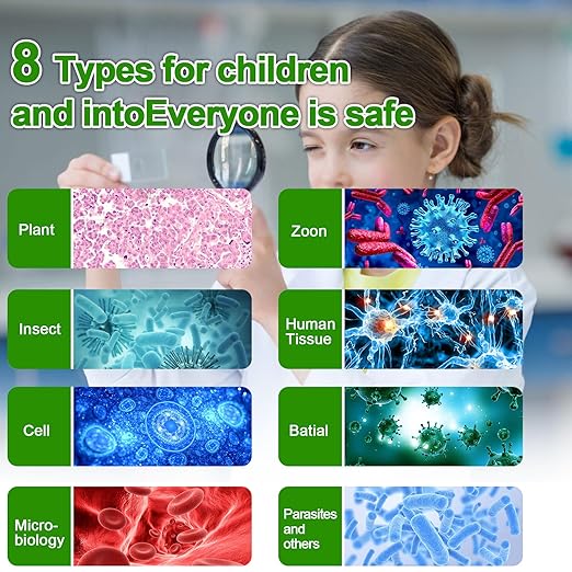 30 Microscope Slides with specimens, Plants, Insects, Animal Cell Samples for use in Biological Science Labs for Children, Students and homeschools