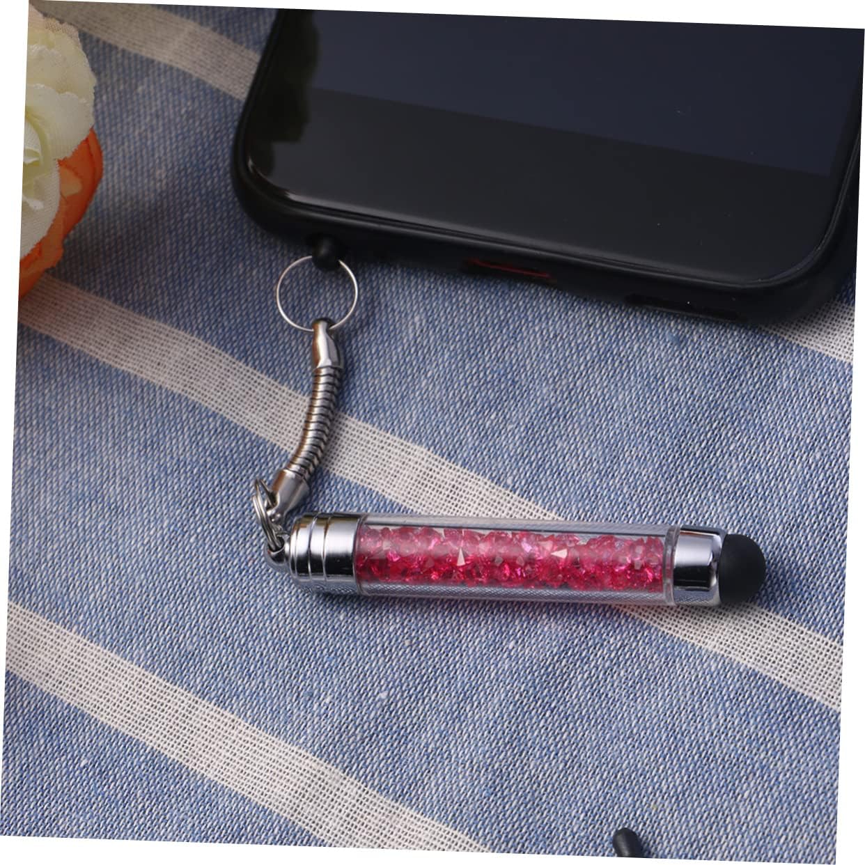 Hemobllo Mini Stylus Pen - 8 Pcs Crystal Capacitive Stylus for Universal Touch Screens, Portable with 3.5mm Jack