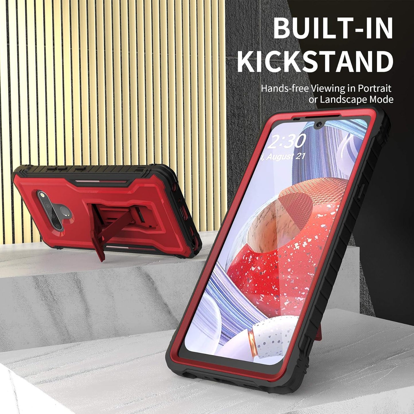 DUOPAL Case for LG Stylo 6 & LG K71, Military Grade Protection Shockproof with Tempered Glass Protector & Kickstand