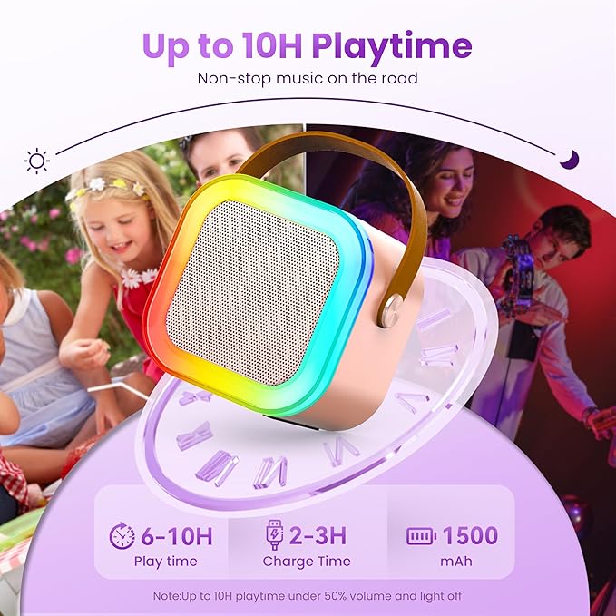 Mini Karaoke Machine for Kids Adults, Portable Bluetooth Speaker with 2 Wireless Karaoke Microphones,2025 TOP Birthday Gifts Toys for Girls 3, 4, 5, 6, 7, 8+Years Old Toddler Karaoke Player