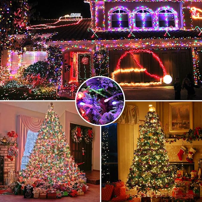 Brizled Christmas Lights, 65.67ft 200 LED Tree Lights Color Changing, 11-Function Warm White & Multicolor Christmas Light String, Connectable 29V Adapter Fairy Lighting with Remote for Xmas Tree Party
