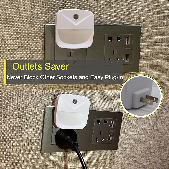 6 Pack Night Light Plug in, White LED Nightlights with Smart Dusk to Dawn Sensor, Plug into Wall Nightlights Suitable for Bedroom, Bathroom, Hallway, Kitchen, Stairs, Kids, Adults