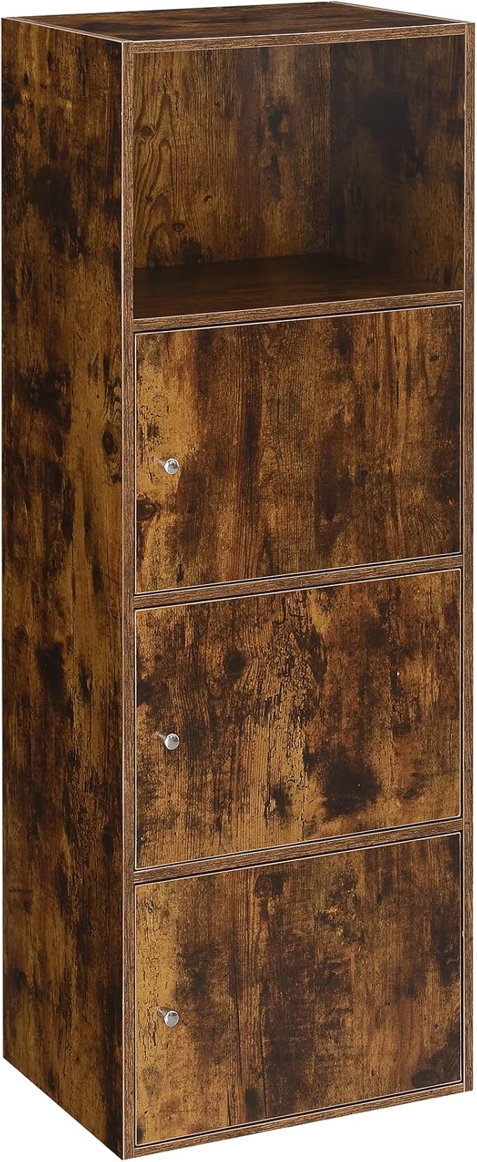 Convenience Concepts Xtra Storage Three-Door Cabinet with Shelf in Walnut Wood Finish