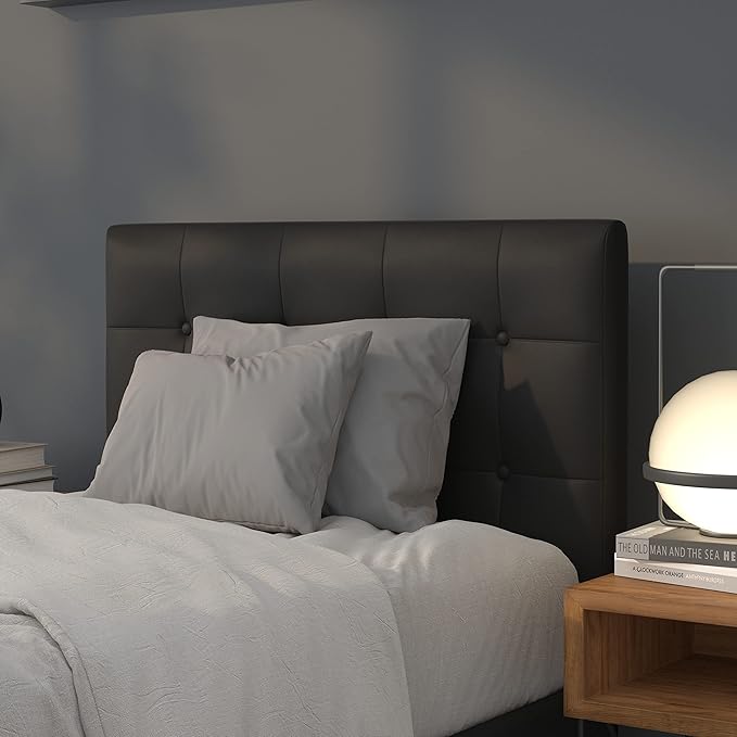 Flash Furniture Lennox Tufted Upholstered Twin Size Headboard in Black Vinyl