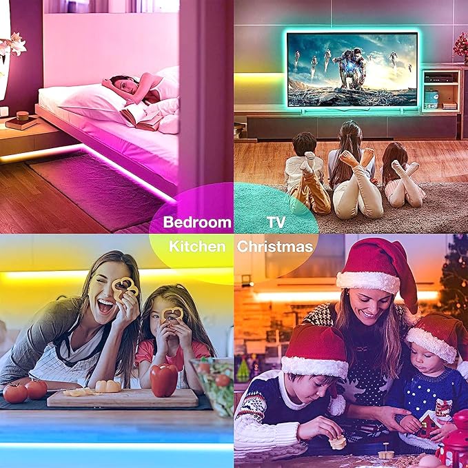 hyrion Smart LED Light Strips,50 ft WiFi LED Light,Sound Activated Color Changing with Alexa and Google,Sync Music with Led Strip Lights for Bedroom for Living Room, Home Decor