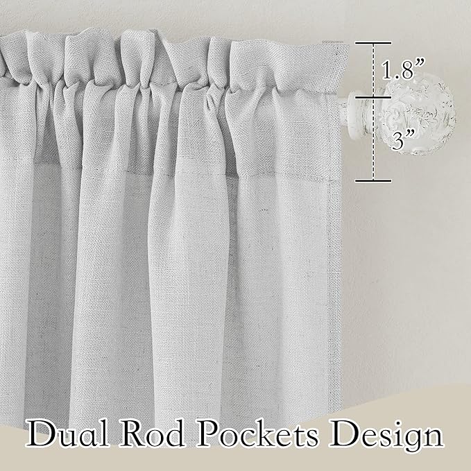RYB HOME Grey Sheer Curtain Drapes for Bedroom, Soft & Durable Textured Fabric Semi Sheer Curtain Panel for Bedroom Home Office Foyer School Dorm, Dove Grey, Wide 52 x Long 63 per Panel, 1 Pair