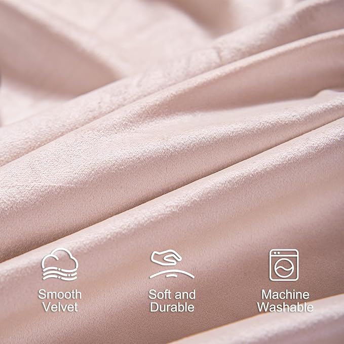 Lazzzy Velvet Blackout Curtains Thermal Insulated Room Window Drapes Super Soft Luxury Curtains for Living Room Bedroom Rod Pocket 2 Panels, Dusty Pink, 52" W x 120" L