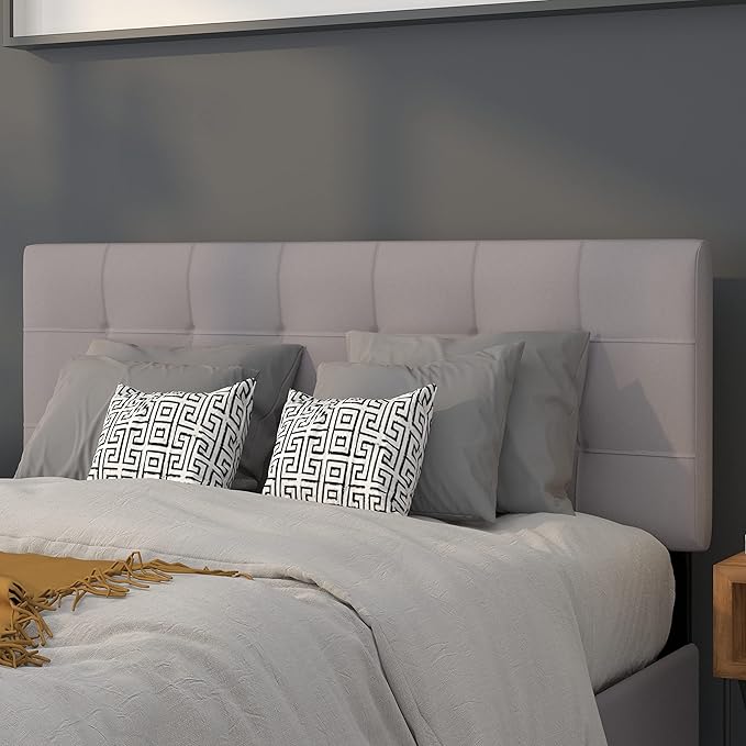 Flash Furniture Bedford Tufted Upholstered Full Size Headboard in Light Gray Fabric