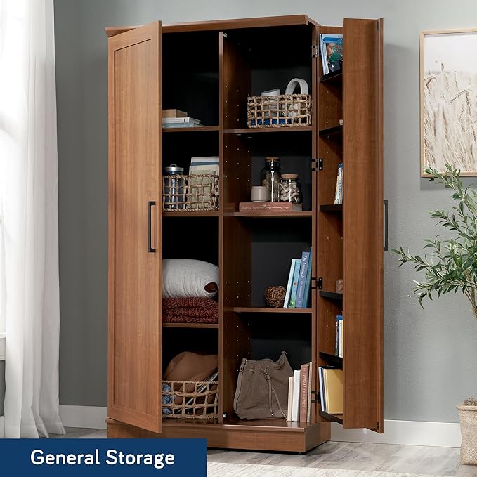 Sauder HomePlus Storage Pantry cabinets, L: 35.35" x W: 17.01" x H: 71.18", Sienna Oak