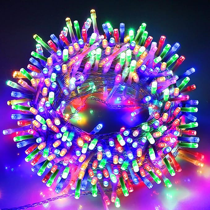 UL Certified Christmas String Lights, 500 LEDs Christmas Tree Light Indoor String Lights 8 Modes Fairy Twinkle Lights Sting with End-to-End Plug Multi Color (Clear Wire)