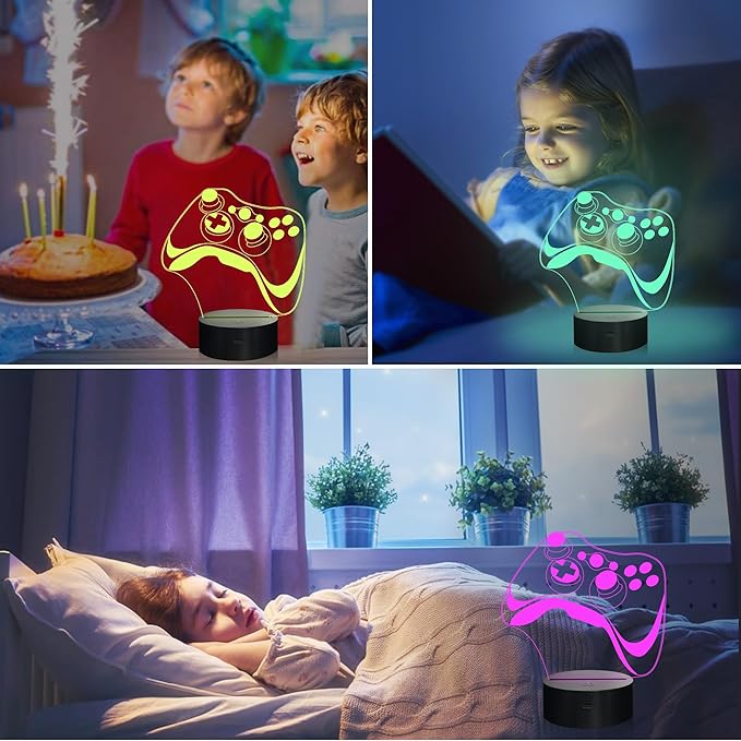 Attivolife Gamepad 3D Lamp, Hologram Illusion Controller Night Light for Kid, 16 Colors Changing & Remote Dimmer Control, Cool Boy Girl Video Gaming Room Accessories as Xmas Birthday Gift for Teen
