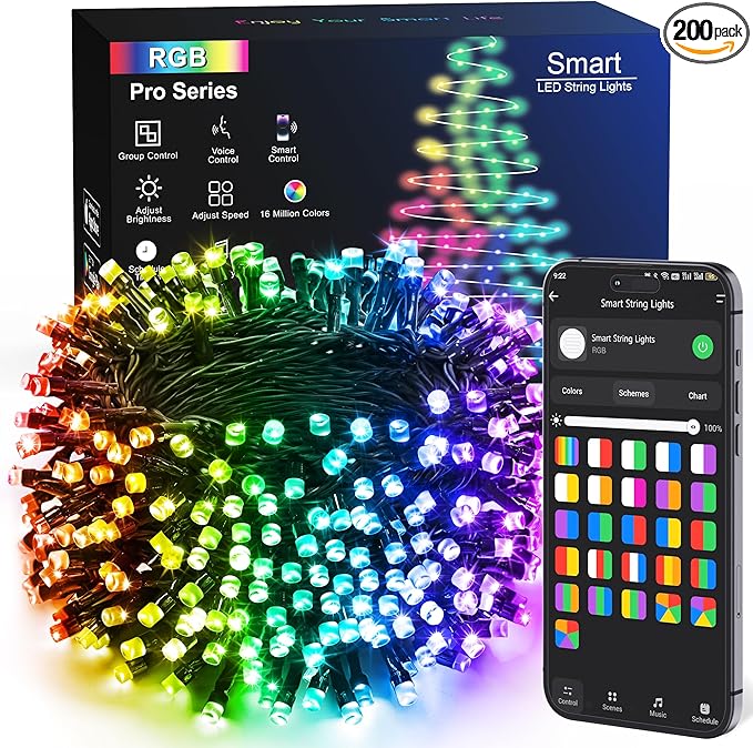Brizled Pro Smart Christmas Lights, 66ft 200 LED WiFi Christmas Tree Lights, App Controlled RGB Color Changing Xmas Lights String Works with Alexa & Google Home for Holiday Xmas Party Indoor Outdoor