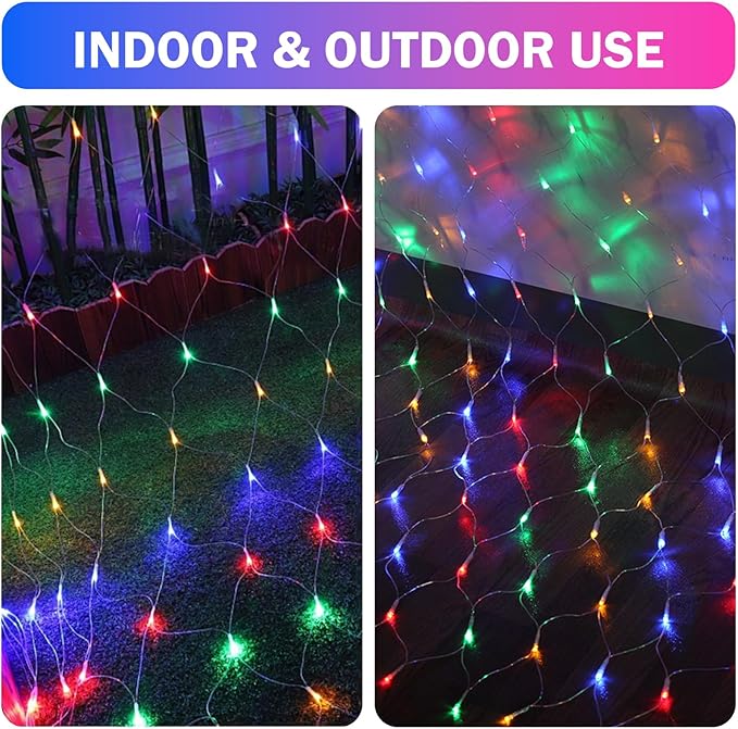HeKation Christmas Net Lights Outdoor, 200 LED Bush Lights With 8 Modes, 6.6ft x 9.8ft, Timer, Connectable, Waterproof, for Halloween & Christmas Decorations Color