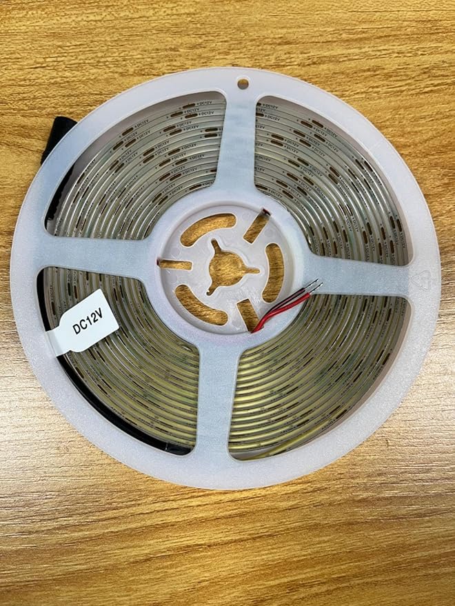 TOPAI 12V COB LED Strip Light 6000K Cool White Waterproof IP65 480LEDs/M Super Bright 4000Lm CRI>90 16.4ft/5M Self Adhesive Dotless Cuttable Flexible for Bedroom Cabinet DIY Lighting