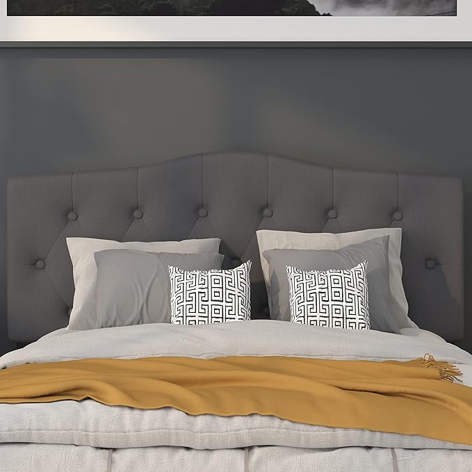 Flash Furniture Cambridge Tufted Upholstered Full Size Headboard in Dark Gray Fabric