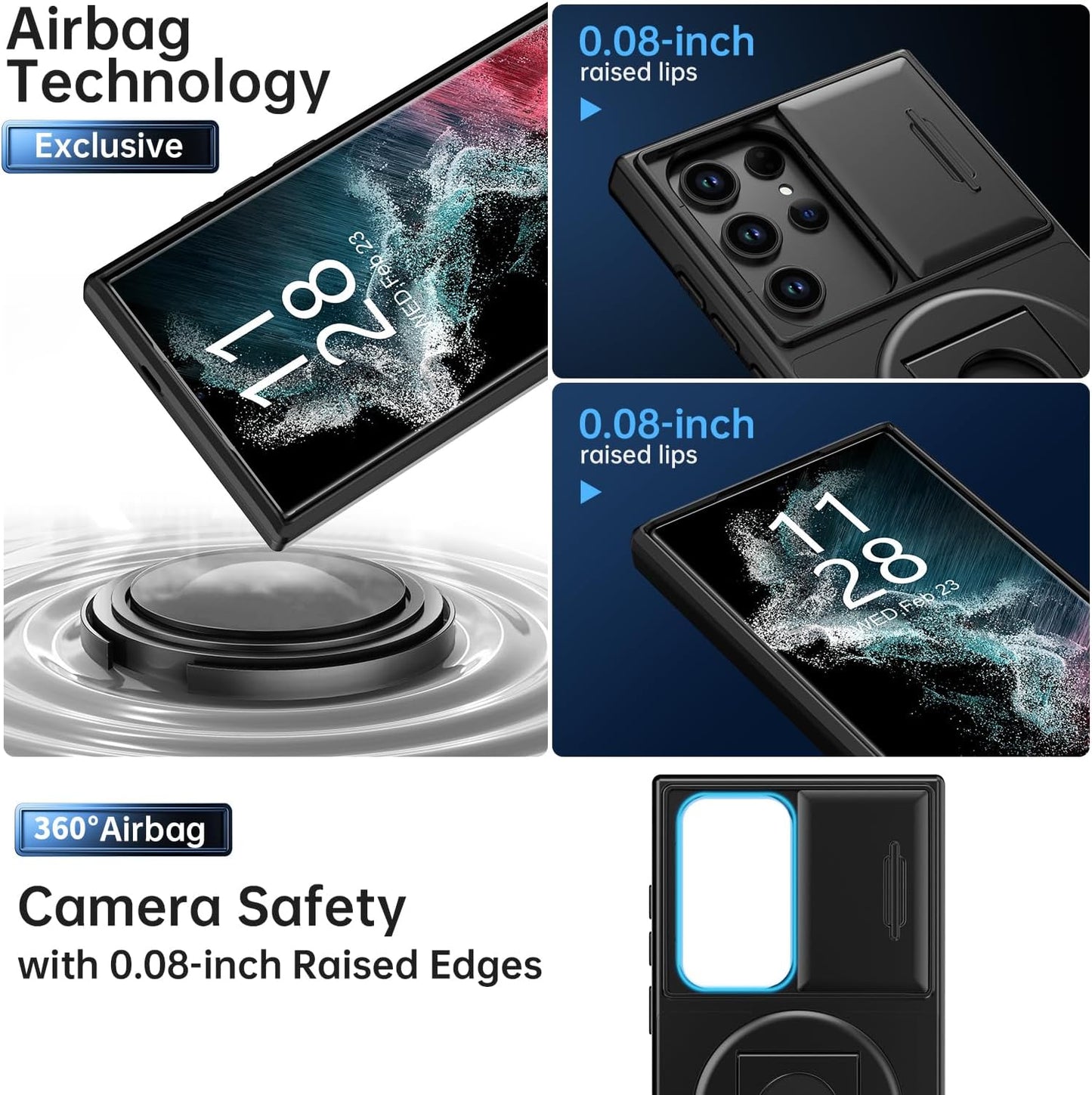 Samsung Galaxy S21 Ultra Case by FUNMIKO - Shockproof, Wireless Charging, Sliding Camera Cover, Magnetic Kickstand -