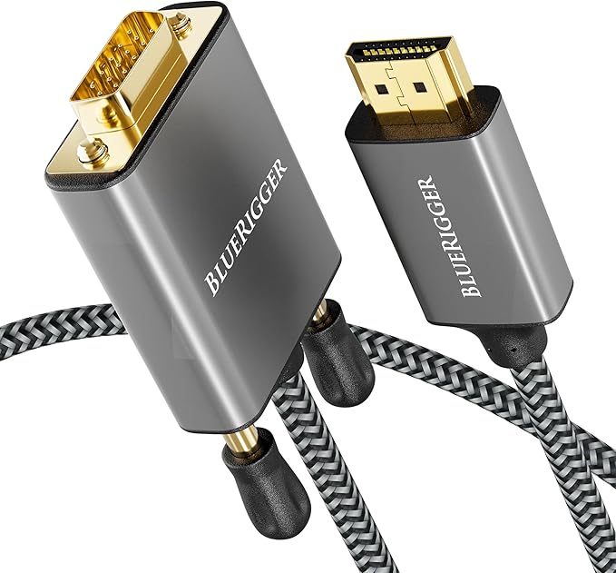 BlueRigger 10FT HDMI to VGA Cable (1080P, 60Hz) - Compatible with Desktop, Laptop, Monitor, Projector, HDTV