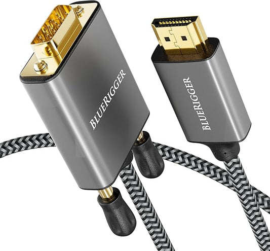 BlueRigger 10FT HDMI to VGA Cable (1080P, 60Hz) - Compatible with Desktop, Laptop, Monitor, Projector, HDTV