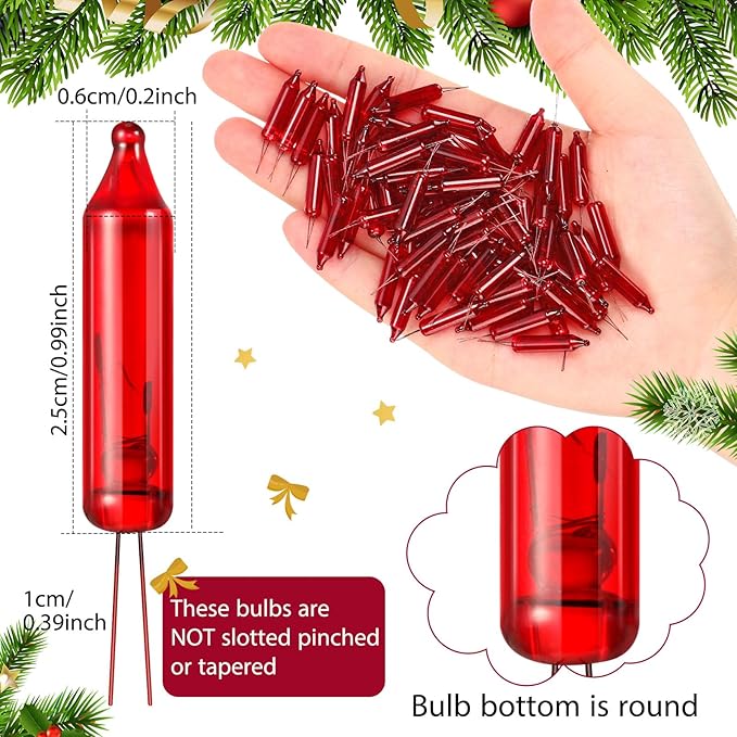 Mudder 200 Count 2.5V Christmas 50/100/150/200 Count Mini Incandescent Wire String Lights Replacement Bulbs Indoor/Outdoor Christmas Lights Decorations for Home Xmas Tree(Red)