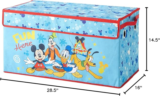 Idea Nuova Disney Mickey Mouse Collapsible Children’s Toy Storage Trunk, Durable with Soft Lid, 28.5"x 14.5"x16"