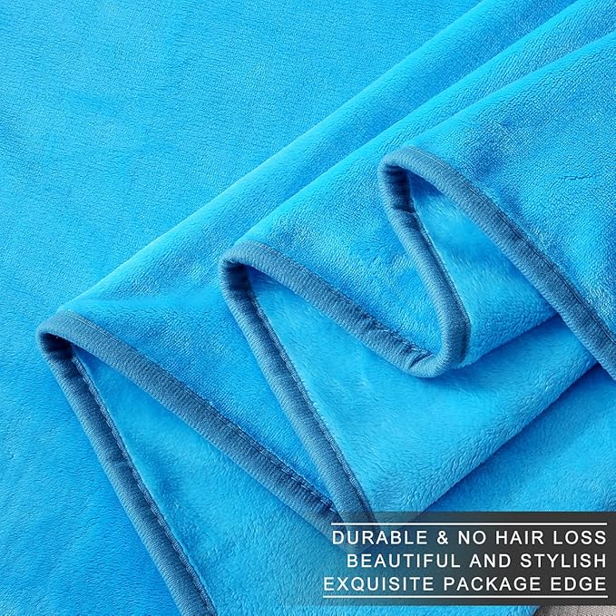 Polar Fleece Blankets Twin Size Light Blue for The Bed Extra Soft Brush Fabric Super Warm Sofa Blanket 66" x 90"(Lake Blue Twin)