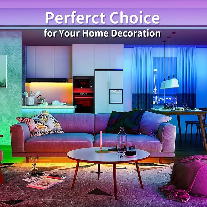 Led Lights 50ft Smart APP Control Music Sync Strip RGB Color Changing Led Lights for Bedroom Kitchen and Party