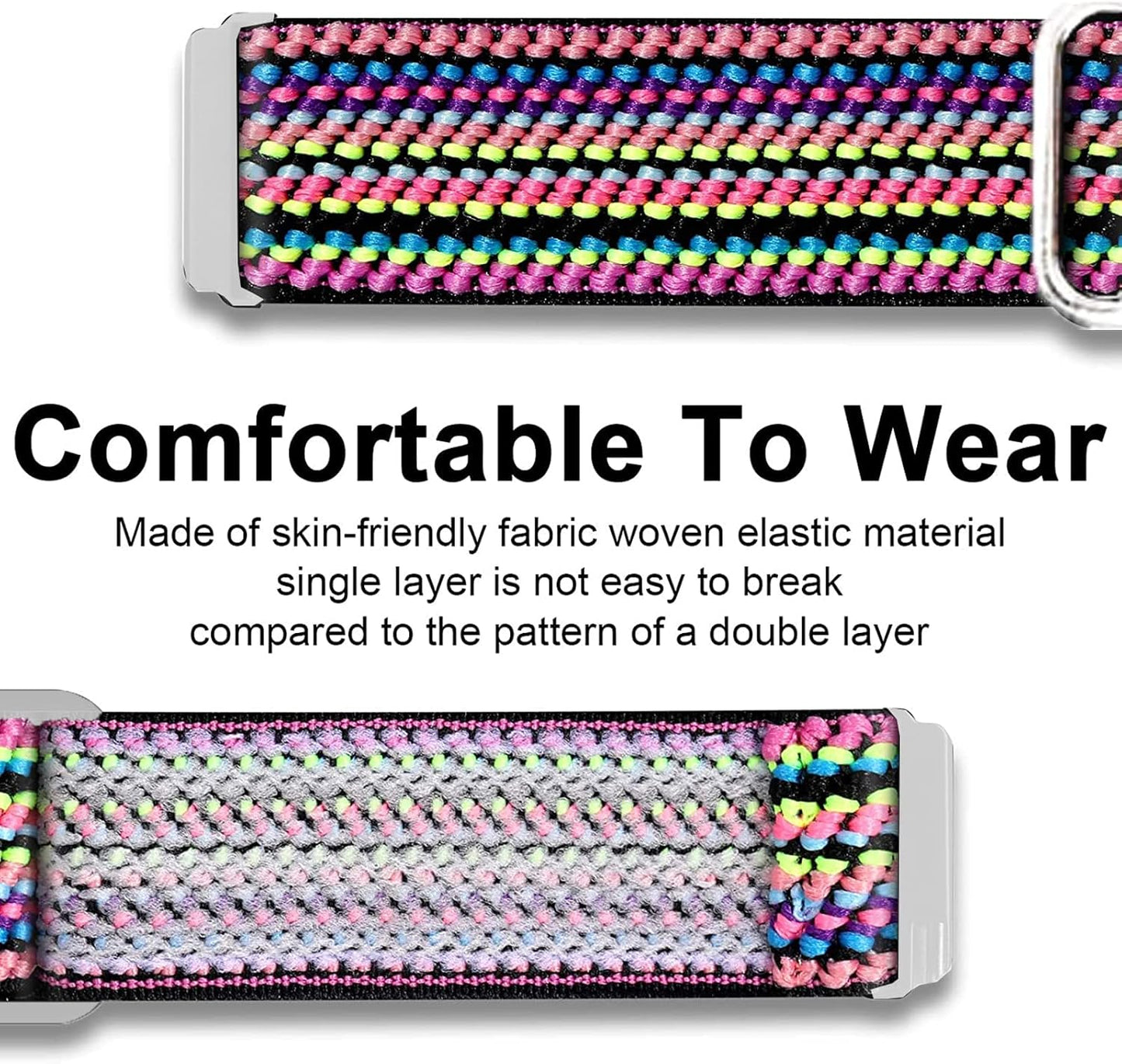 Faweio Smartwatch Bands Compatible, Lamshaw Stretch Elastics Nylon Adjustable Replacement Strap for Men & Women