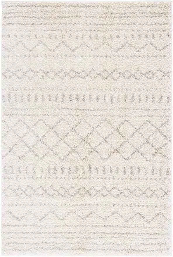 SAFAVIEH Arizona Shag Collection Area Rug - 6' x 8', Ivory & Beige, Moroccan Design, Non-Shedding & Easy Care, 1.6-inch Thick, Ideal for The Living Room, Dining, Bedroom (ASG741A)