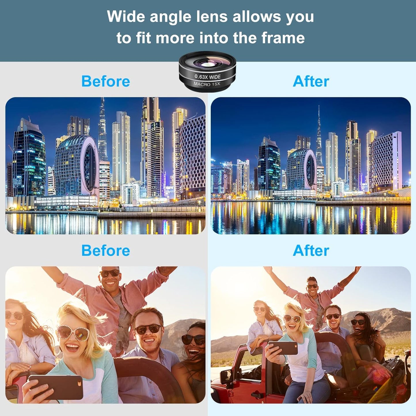 Phone Camera Lens Kit (11 Lenses), Clip on Fisheye/Macro/Wide Angle Lens Attachment with Travel Case for iPhone &