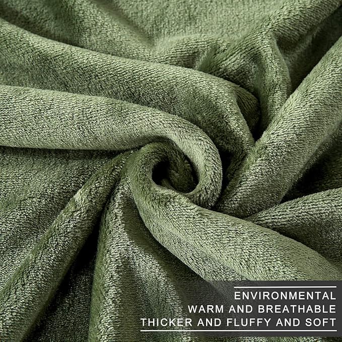 Polar Fleece Blankets Travel Size for The Bed Extra Soft Brush Fabric Super Warm Sofa Blanket 50" x 61"(Green Travel)