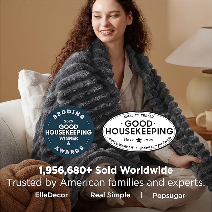 Bedsure GentleSoft Grey California King Size Blanket for Bed - Cozy Soft Blankets for Women, Cute Large Throws for Girls, 102x96 Inches