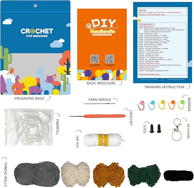 Wizardi Amigurumi DIY Crochet Kit - Dog F07N8-M50
