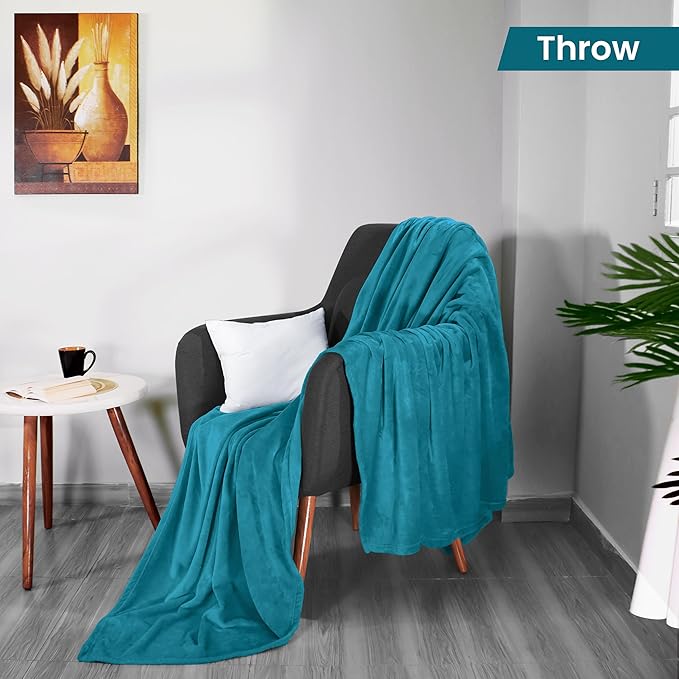 Utopia Bedding Fleece Blanket Throw Size Turquoise 300GSM Luxury Anti-Static Fuzzy Soft Microfiber Blanket for Couch, Sofa and Bed (60x50 Inch)