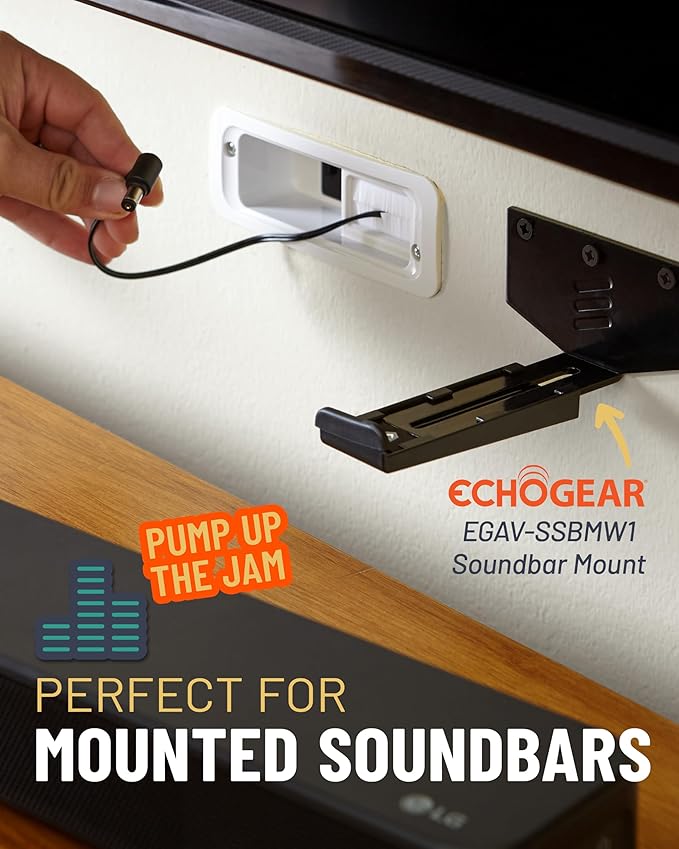ECHOGEAR in Wall Cable Management Kit for TV & Soundbar - Cord Concealer & Power Kit - Powers Devices & Hides All Cables - Comes with Circle Saw Drilling Attachment & Drywall Hand Saw