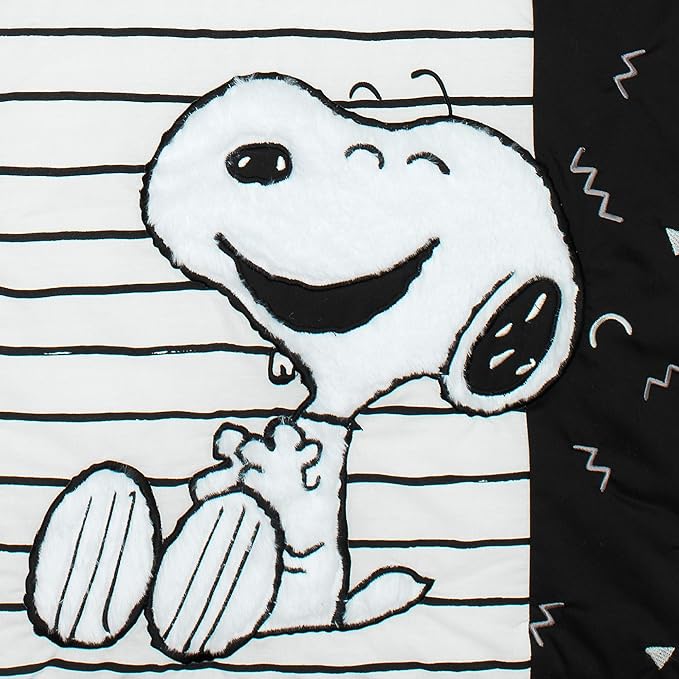 Lambs & Ivy Classic Snoopy White/Black/Gray 3-Piece Baby Crib Bedding Set