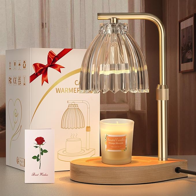 Christmas Gifts for Women Candle Warmer Lamp with Adjustable Height, Timer & Dimmer, Birthday Gifts for Women, Elegant Gift Box & Greeting Card, Candle Lamp with 2 Bulbs for Home Decor/Bedroom/Office