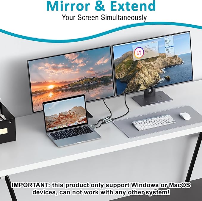 Herfair USB to HDMI Adapter, USB 3.0 A Male to HDMI Female Converter for Laptop/PC to 1080P Monitor TV Screen Projector, Support MacOS & Windows 11/10/8.1/8/7, Driver Install Required