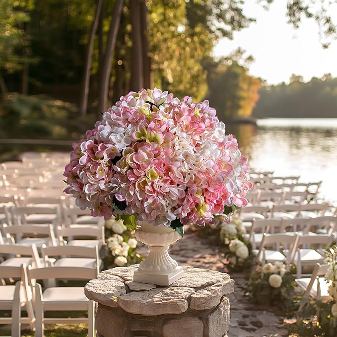 10PCS Faux Hydrangea Flower Hydrangea Artificial Flowers Hydrangea Bouquet Faux Flower Table Centerpieces for Home Wedding Bridal Bouquet Office Party DIY Floral Decor