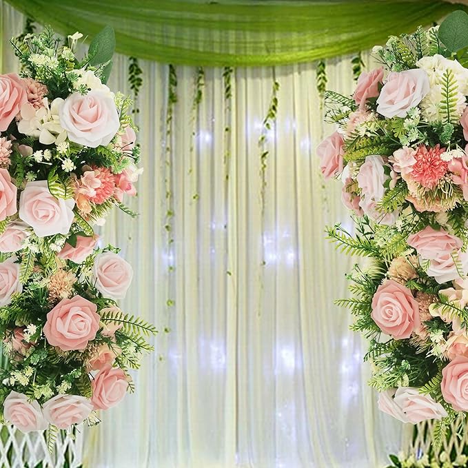 Artificial Flowers 25pcs Roses, Shade of Peach Foam Fake Rose Faux Flower for DIY Wedding Bouquets Bridal Shower Centerpieces Floral Arrangements Party Tables Home Decorations